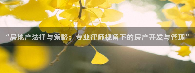和记电讯 官网：“房地产法律与策略：专业律师视角下的房产开发